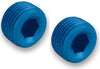 Earl’s 593202ERL NPT Plugs, 1/8-inch, lightweight aluminum, Allen Head, blue anodized, close off any unused 1/8 in. hole, sold as a pair