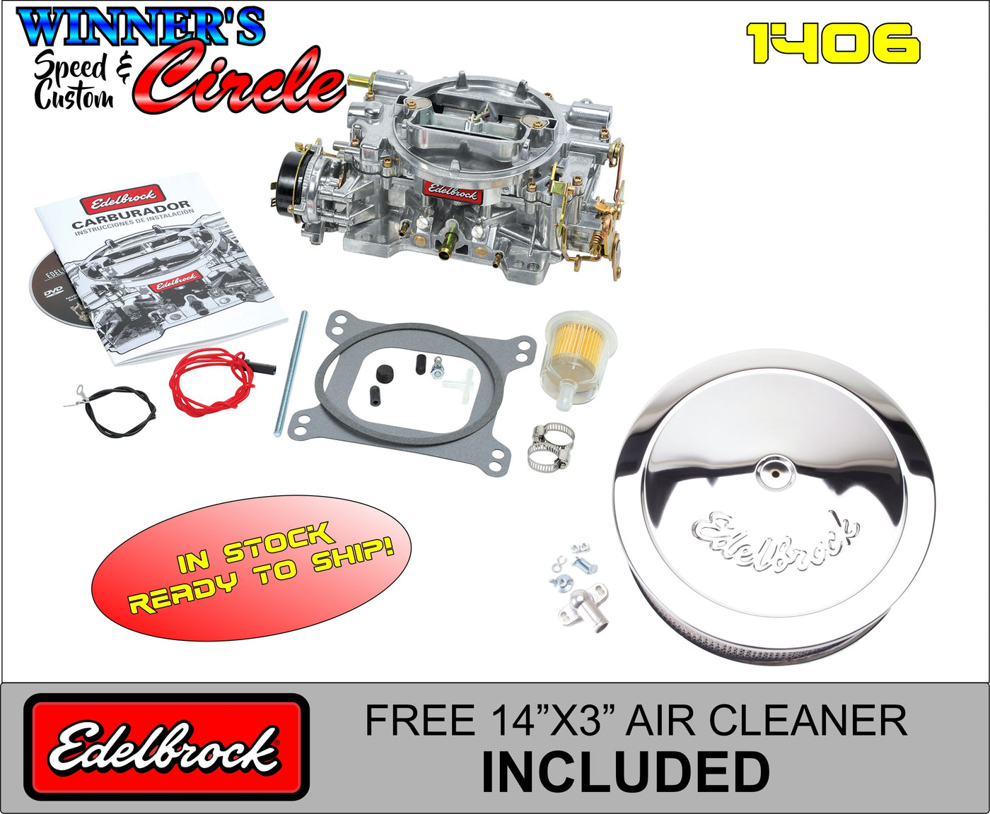 Edelbrock 1406 Performer Carburetor 600 CFM Electric Choke · Winners Circle