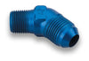 Earl’s 982303ERL AN to NPT 45 Degree Adapter Fitting, -3 AN Male to 1/8” NPT Male, aluminum, blue anodized, sold individually